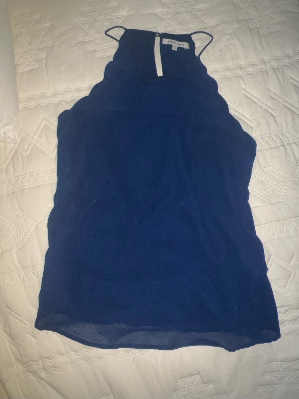 Naked Zebra Navy Scalloped Halter Camisole